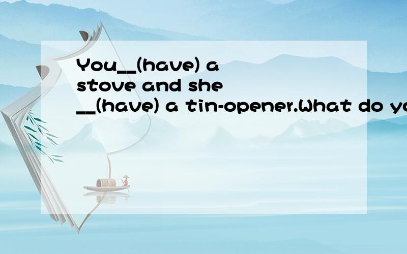 You__(have) a stove and she __(have) a tin-opener.What do yo