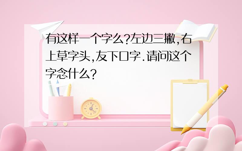 有这样一个字么?左边三撇,右上草字头,友下口字.请问这个字念什么?