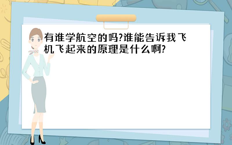 有谁学航空的吗?谁能告诉我飞机飞起来的原理是什么啊?