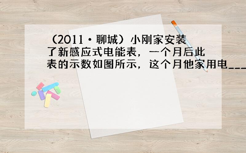 （2011•聊城）小刚家安装了新感应式电能表，一个月后此表的示数如图所示，这个月他家用电______kW•h；小刚家最多