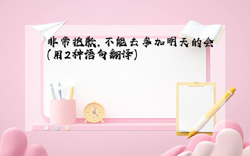 非常抱歉,不能去参加明天的会(用2种语句翻译)