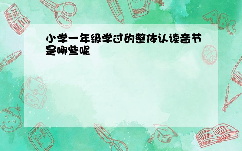 小学一年级学过的整体认读音节是哪些呢