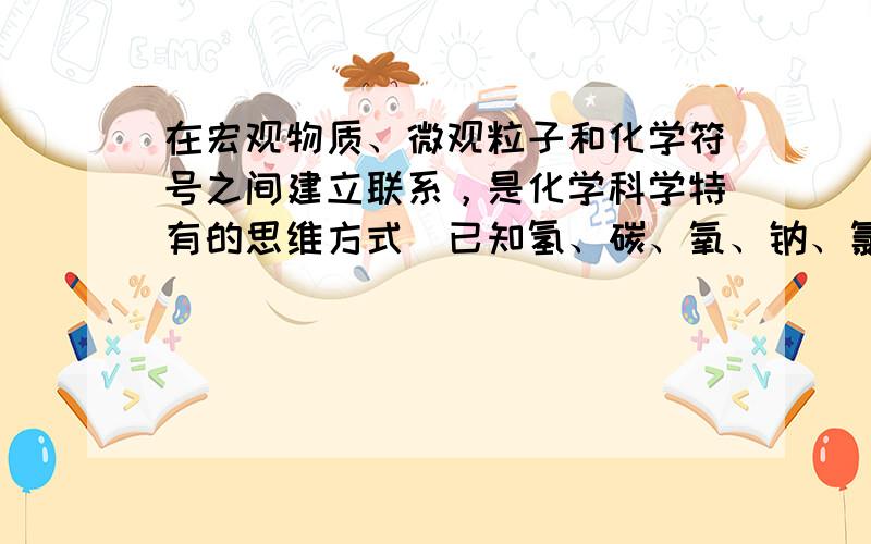 在宏观物质、微观粒子和化学符号之间建立联系，是化学科学特有的思维方式．已知氢、碳、氧、钠、氯五种元素的核电荷数分别为1、