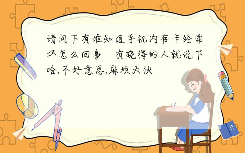 请问下有谁知道手机内存卡经常坏怎么回事　有晓得的人就说下哈,不好意思,麻烦大伙