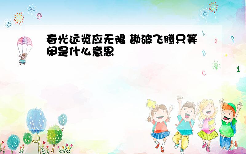 春光远览应无限 勘破飞腾只等闲是什么意思