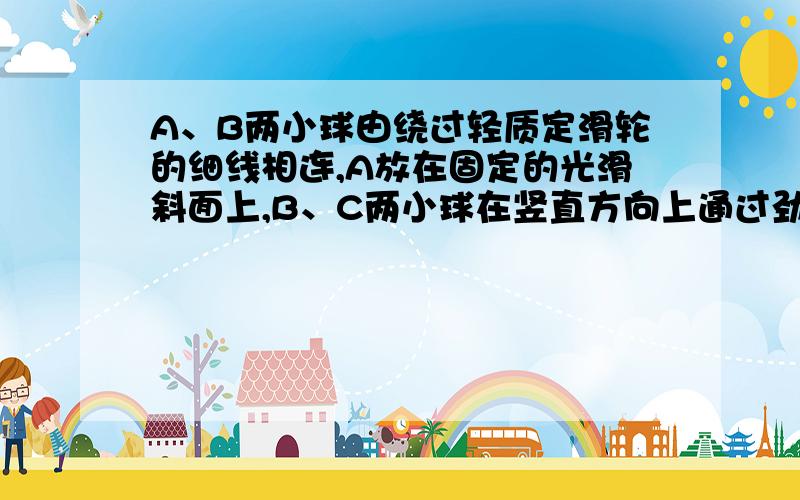 A、B两小球由绕过轻质定滑轮的细线相连,A放在固定的光滑斜面上,B、C两小球在竖直方向上通过劲度系数为k的轻质弹簧相连,