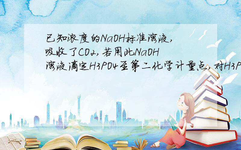 已知浓度的NaOH标准溶液,吸收了CO2,若用此NaOH溶液滴定H3PO4至第二化学计量点,对H3PO4浓度分析影响是?