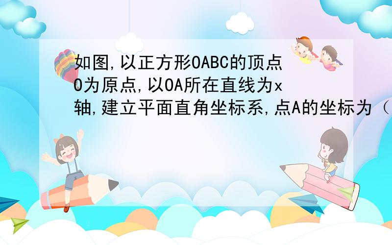 如图,以正方形OABC的顶点O为原点,以OA所在直线为x轴,建立平面直角坐标系,点A的坐标为（2,0）,点C在y轴的正半