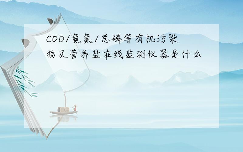 COD/氨氮/总磷等有机污染物及营养盐在线监测仪器是什么