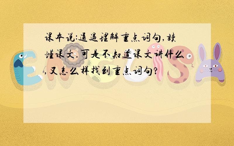 课本说:通过理解重点词句,读懂课文.可是不知道课文讲什么,又怎么样找到重点词句?