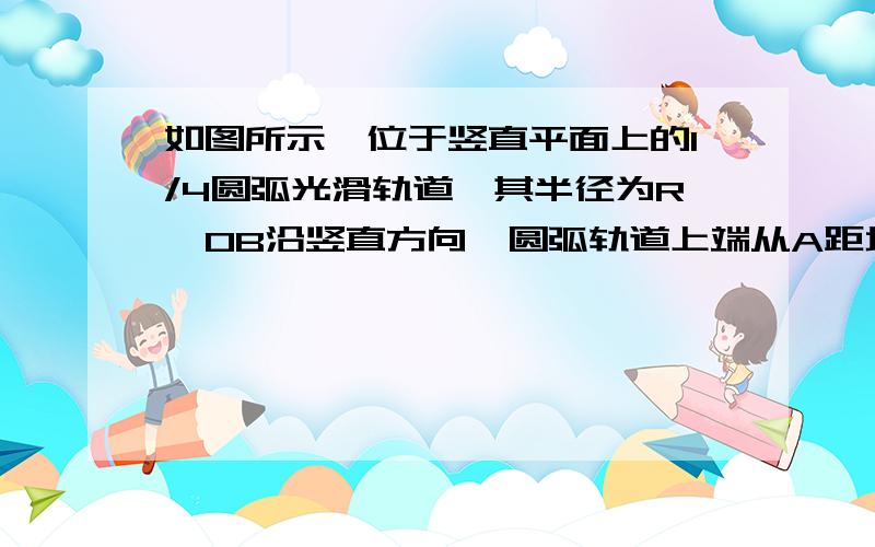 如图所示,位于竖直平面上的1/4圆弧光滑轨道,其半径为R,OB沿竖直方向,圆弧轨道上端从A距地面高度为H,