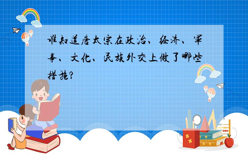 谁知道唐太宗在政治、经济、军事、文化、民族外交上做了哪些措施?