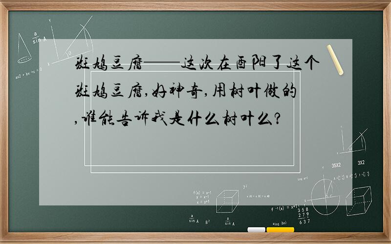 斑鸠豆腐——这次在酉阳了这个斑鸠豆腐,好神奇,用树叶做的,谁能告诉我是什么树叶么?