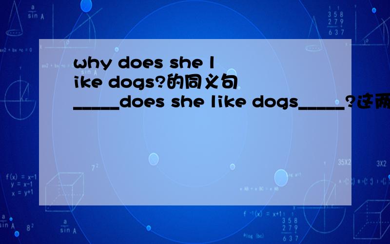 why does she like dogs?的同义句 _____does she like dogs_____?这两个