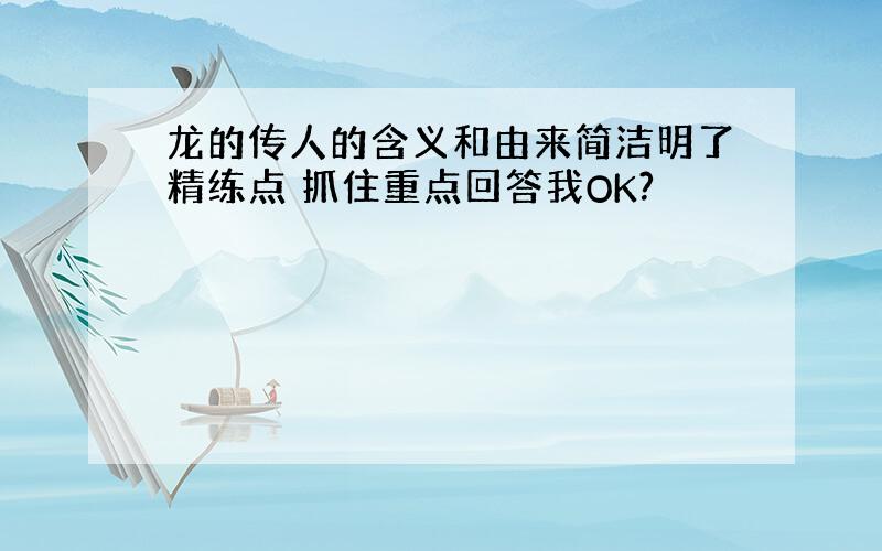 龙的传人的含义和由来简洁明了精练点 抓住重点回答我OK?