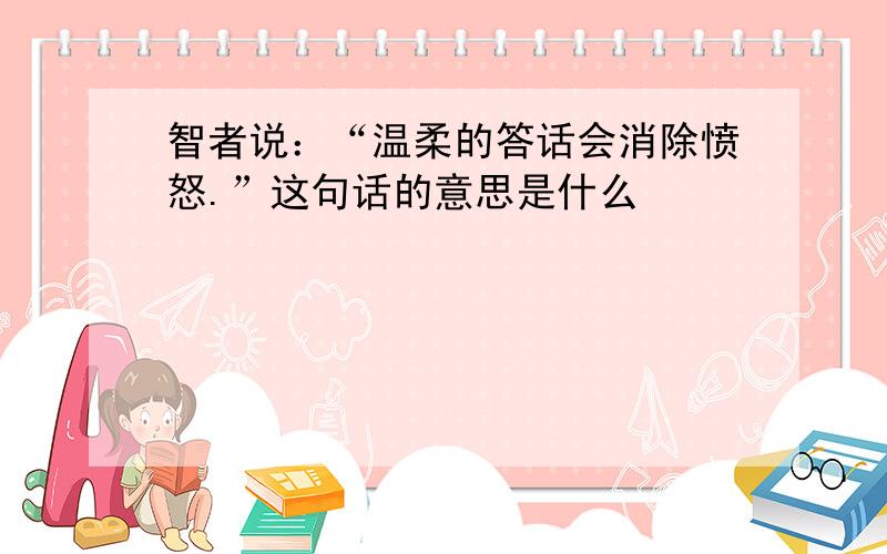 智者说：“温柔的答话会消除愤怒.”这句话的意思是什么