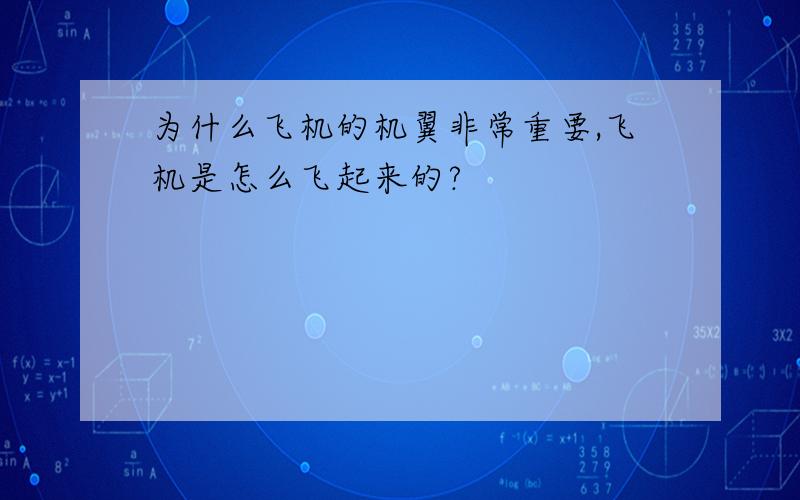 为什么飞机的机翼非常重要,飞机是怎么飞起来的?