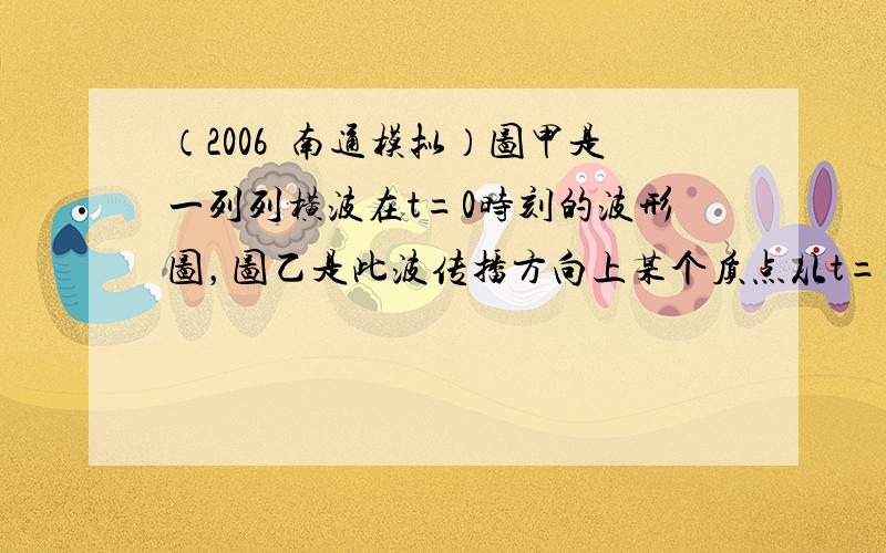 （2006•南通模拟）图甲是一列列横波在t=0时刻的波形图，图乙是此波传播方向上某个质点从t=0时刻开始的振动图象，以卜