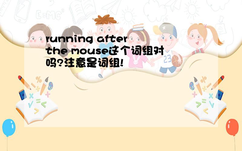 running after the mouse这个词组对吗?注意是词组!