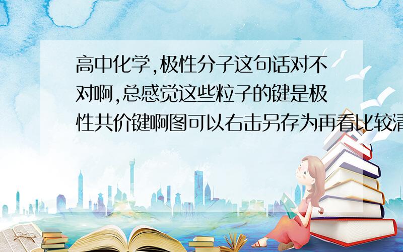 高中化学,极性分子这句话对不对啊,总感觉这些粒子的键是极性共价键啊图可以右击另存为再看比较清楚