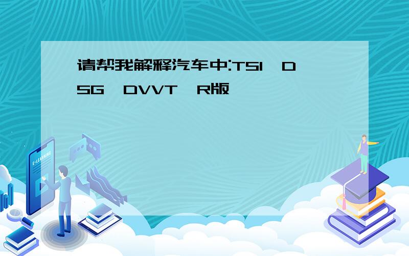 请帮我解释汽车中:TSI,DSG,DVVT,R版,