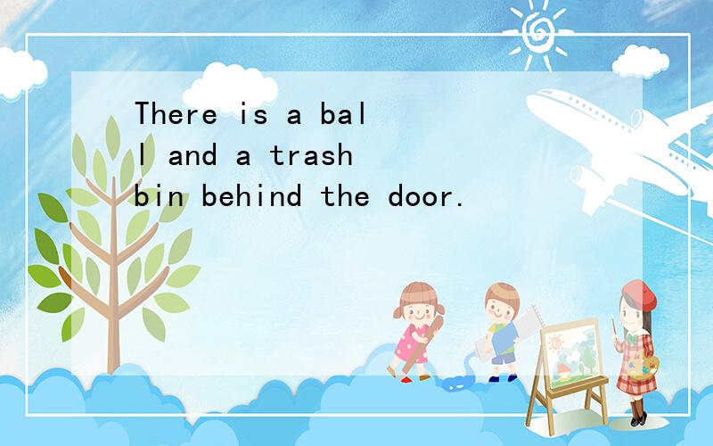 There is a ball and a trash bin behind the door.