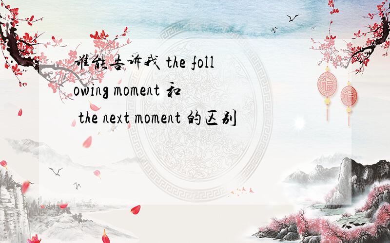 谁能告诉我 the following moment 和 the next moment 的区别