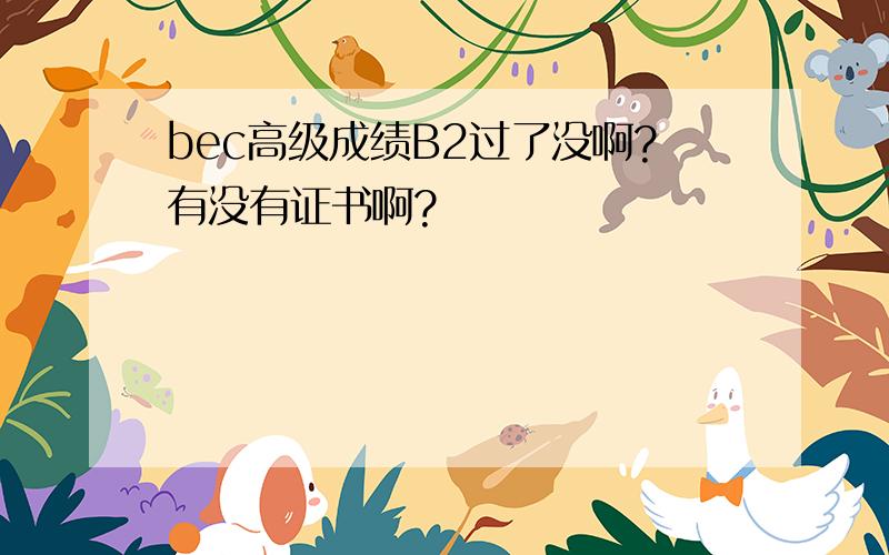 bec高级成绩B2过了没啊?有没有证书啊?