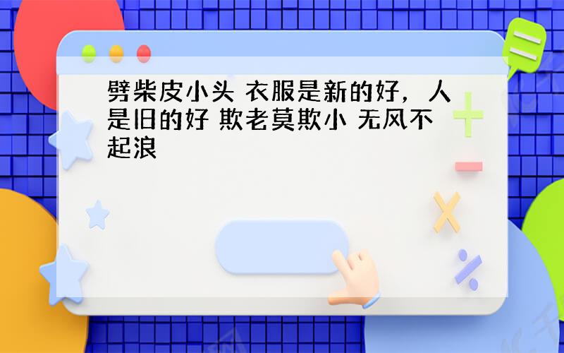 劈柴皮小头 衣服是新的好，人是旧的好 欺老莫欺小 无风不起浪