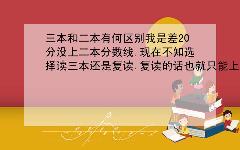 三本和二本有何区别我是差20分没上二本分数线.现在不知选择读三本还是复读.复读的话也就只能上二本.想知道二本和三本在以后