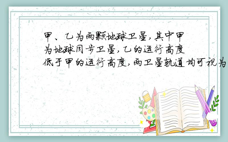 甲、乙为两颗地球卫星,其中甲为地球同步卫星,乙的运行高度低于甲的运行高度,两卫星轨道均可视为圆轨道.以下判断正确的是(