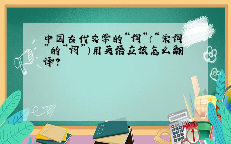 中国古代文学的“词”（“宋词”的“词”）用英语应该怎么翻译?