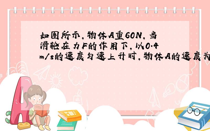 如图所示，物体A重60N，当滑轮在力F的作用下，以0.4m/s的速度匀速上升时，物体A的速度为______，F的大小为_