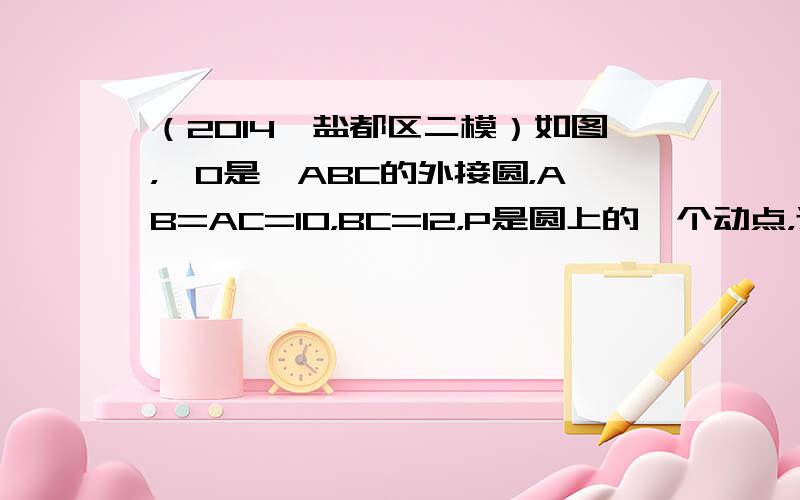 （2014•盐都区二模）如图，⊙O是△ABC的外接圆，AB=AC=10，BC=12，P是圆上的一个动点，过点P作BC的平