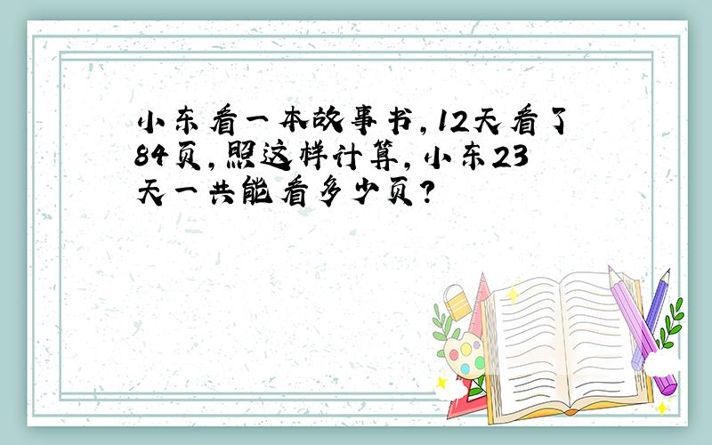 小东看一本故事书，12天看了84页，照这样计算，小东23天一共能看多少页？