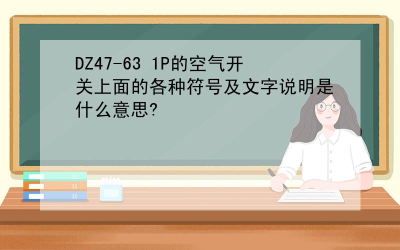 DZ47-63 1P的空气开关上面的各种符号及文字说明是什么意思?