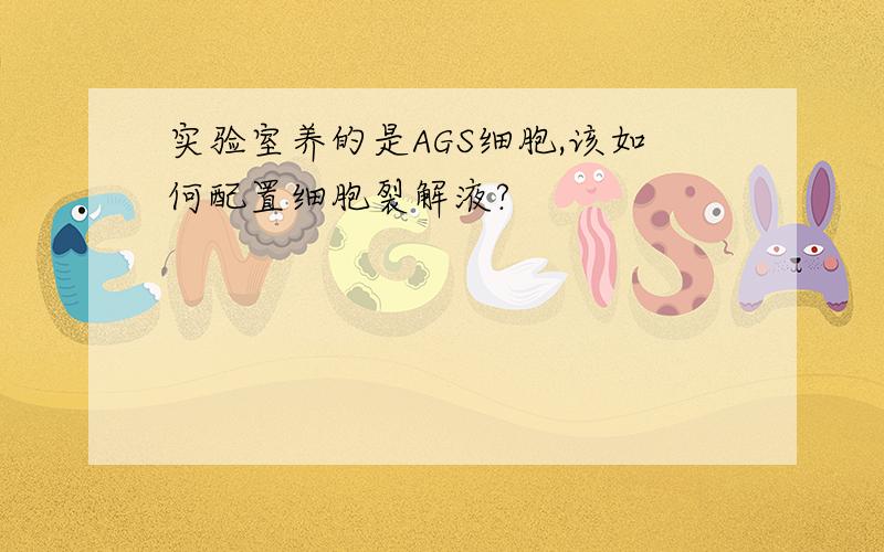 实验室养的是AGS细胞,该如何配置细胞裂解液?