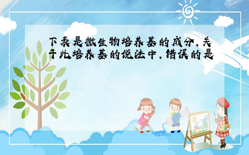 下表是微生物培养基的成分,关于此培养基的说法中,错误的是