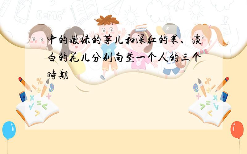 中的嫩绿的芽儿和深红的果、淡白的花儿分别向整一个人的三个时期