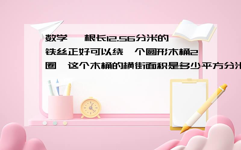 数学 一根长12.56分米的铁丝正好可以绕一个圆形木桶2圈,这个木桶的横街面积是多少平方分米?