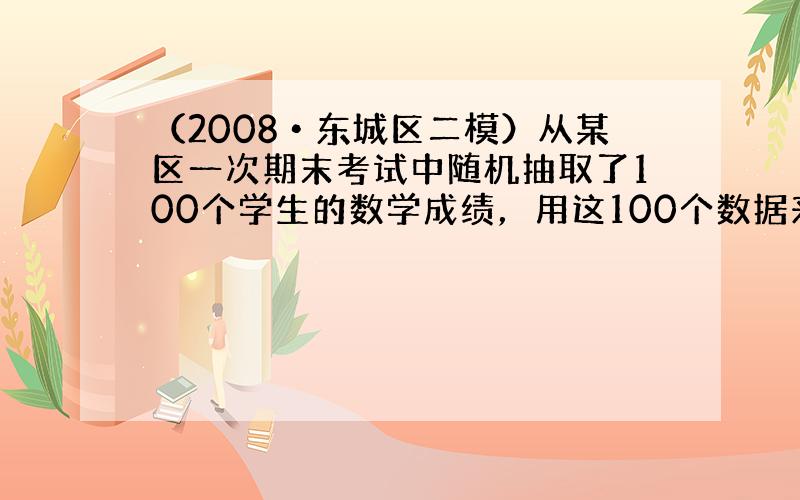 （2008•东城区二模）从某区一次期末考试中随机抽取了100个学生的数学成绩，用这100个数据来估计该区的总体数学成绩，