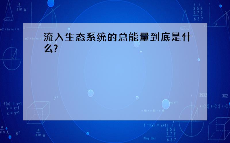 流入生态系统的总能量到底是什么?