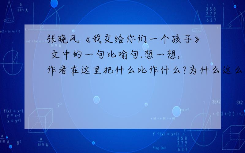 张晓风《我交给你们一个孩子》 文中的一句比喻句.想一想,作者在这里把什么比作什么?为什么这么比?