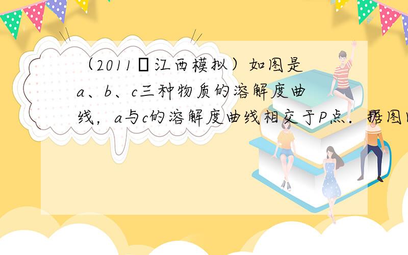 （2011•江西模拟）如图是a、b、c三种物质的溶解度曲线，a与c的溶解度曲线相交于P点．据图回答：