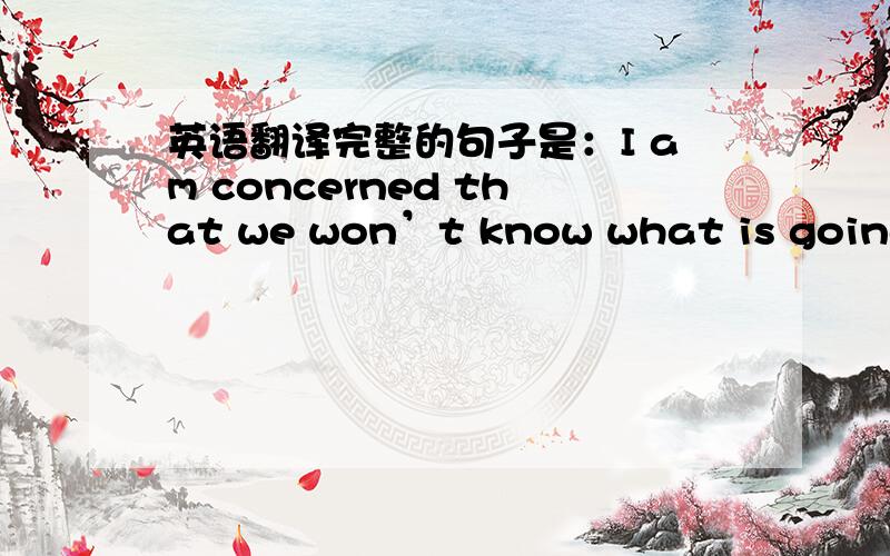 英语翻译完整的句子是：I am concerned that we won’t know what is going o