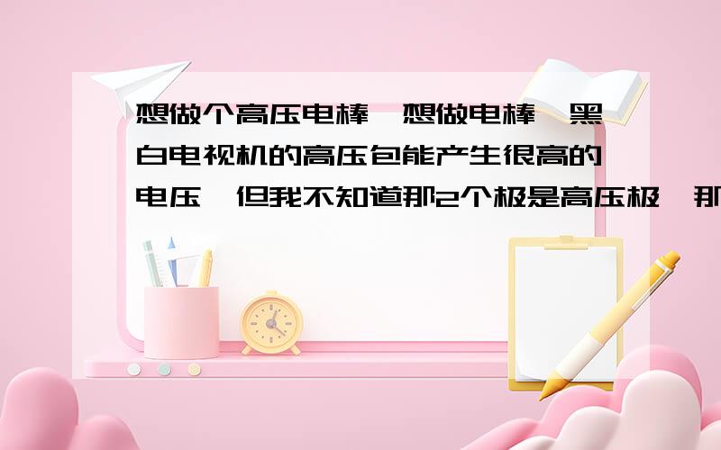 想做个高压电棒,想做电棒,黑白电视机的高压包能产生很高的电压,但我不知道那2个极是高压极,那2个极是输入低压电的,以前我