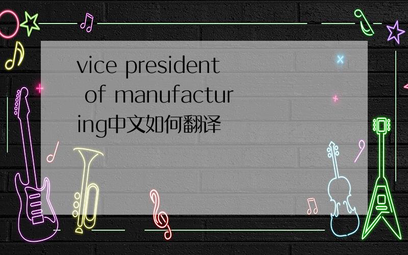 vice president of manufacturing中文如何翻译