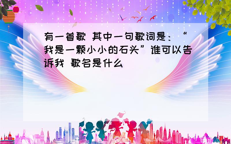 有一首歌 其中一句歌词是：“我是一颗小小的石头”谁可以告诉我 歌名是什么