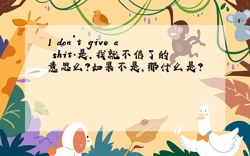 I don't give a shit.是,我就不信了的意思么?如果不是,那什么是?