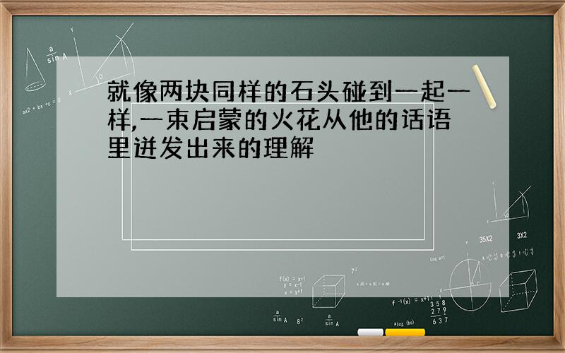 就像两块同样的石头碰到一起一样,一束启蒙的火花从他的话语里迸发出来的理解